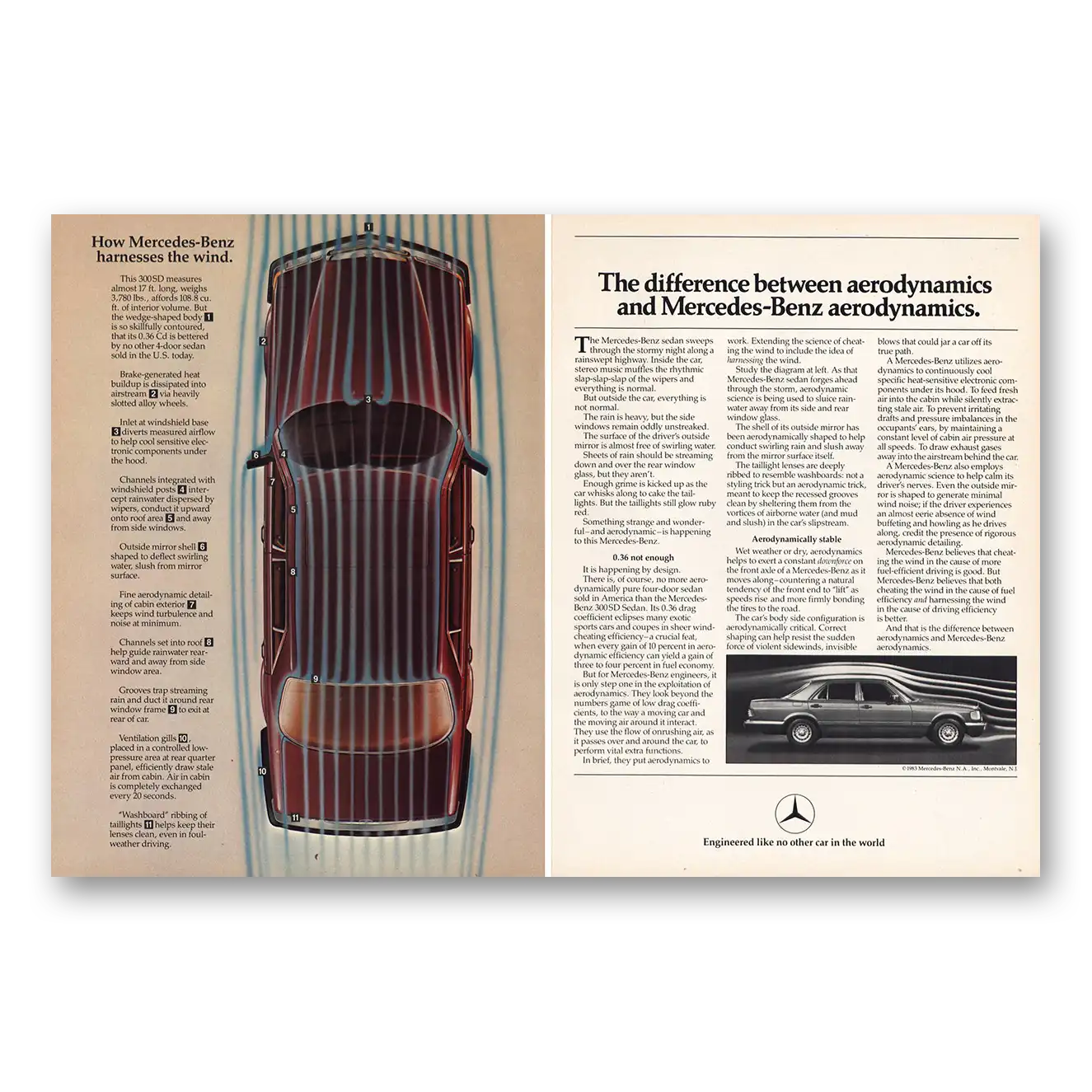 1983 Mercedes Benz Harnesses Wind Aerodynamics Vintage Magazine Print Ad