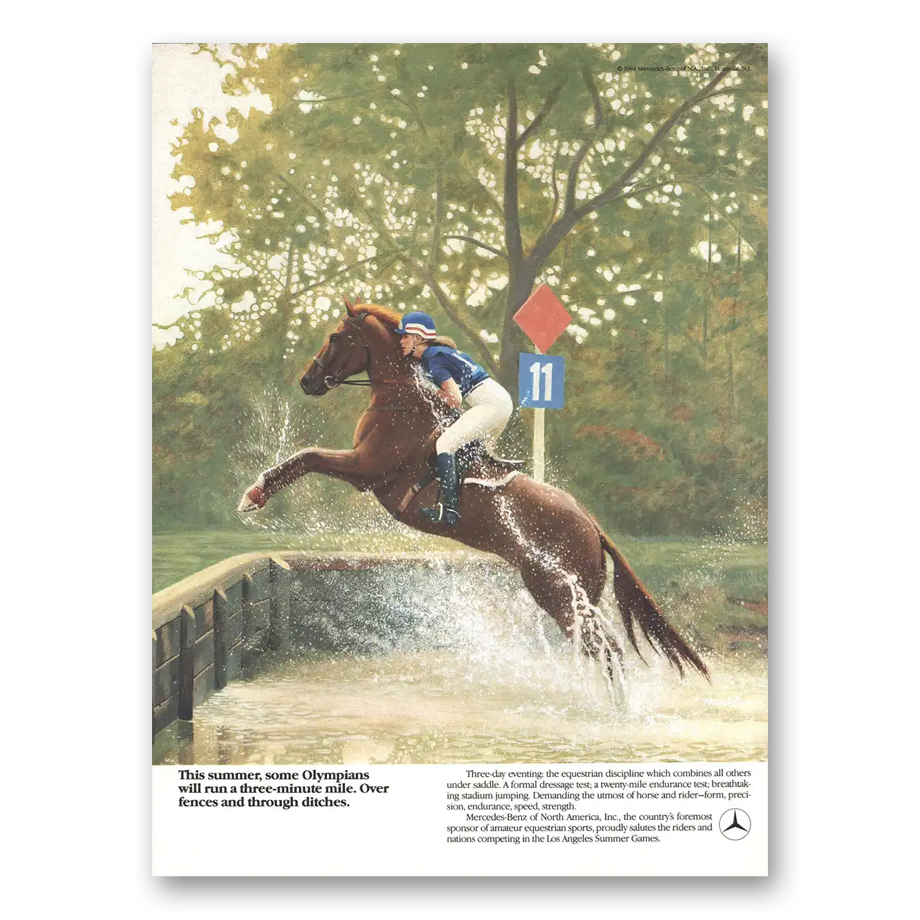 1984 Mercedes Benz Some Olympians Will Run a Three Minute Mile Vintage Magazine Print Ad