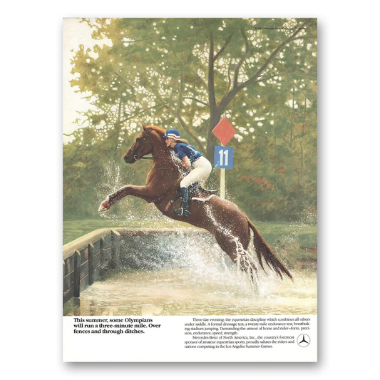 1984 Mercedes Benz Some Olympians Will Run a Three Minute Mile Vintage Magazine Print Ad