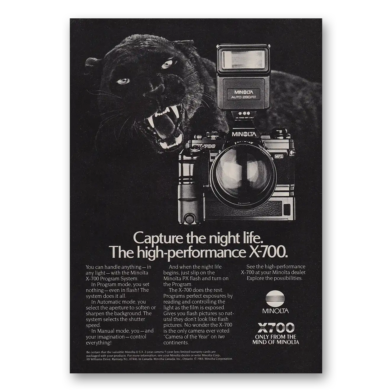 1984 Minolta Camera Capture the Night Life Vintage Magazine Print Ad