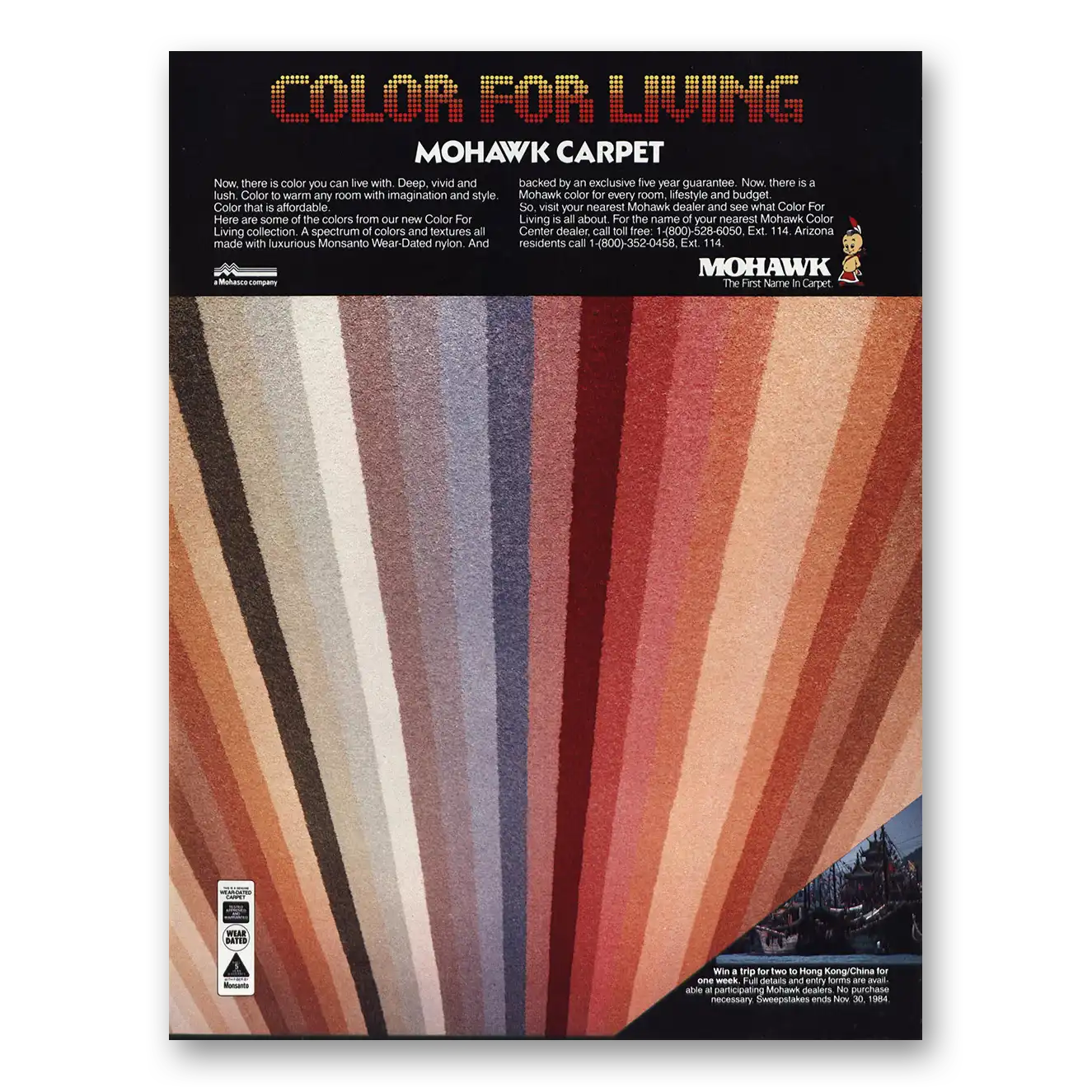 1984 Mohawk Carpet Mills Color for Living Vintage Magazine Print Ad