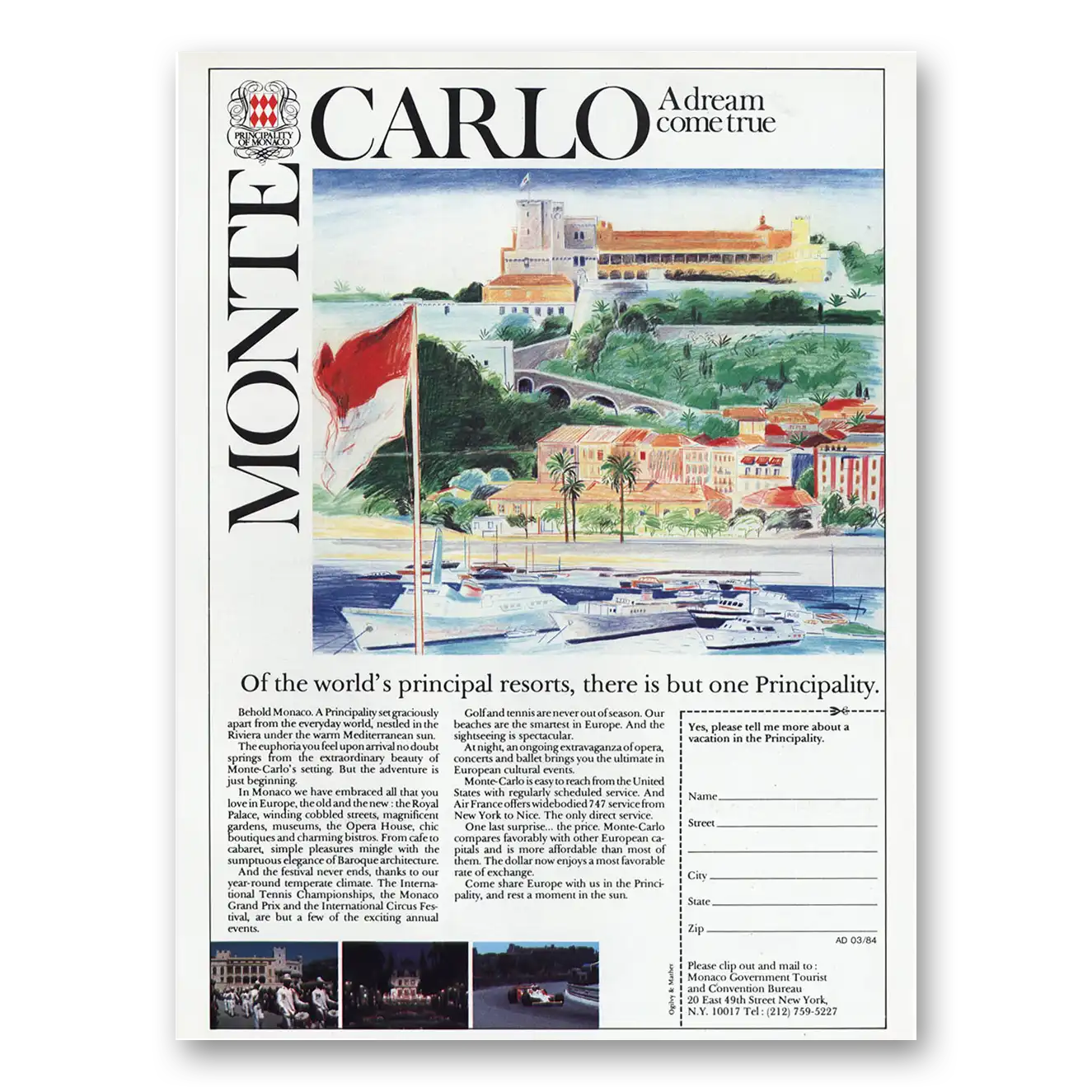 1984 Monte Carlo Monaco Monte Carlo A Dream Come True Vintage Magazine Print Ad