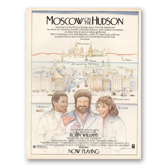 1984 Moscow On the Hudson Movie Promo Robin Williams Vintage Magazine Print Ad