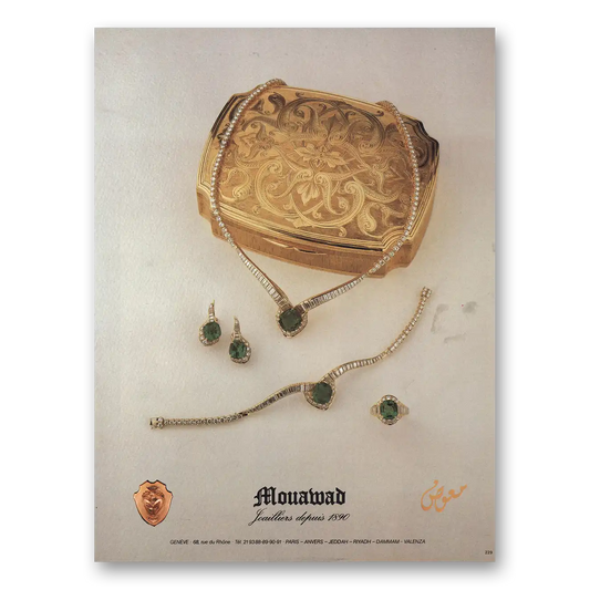 1984 Mouawad French Jeweler Vintage Magazine Print Ad