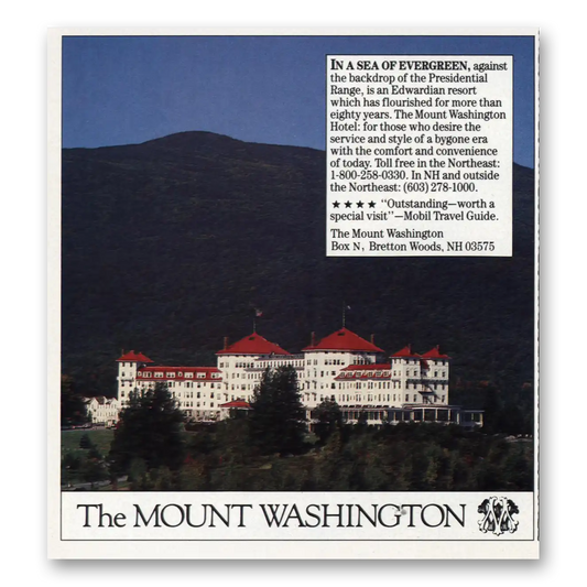 1984 Mount Washington Sea of Evergreen Vintage Magazine Print Ad