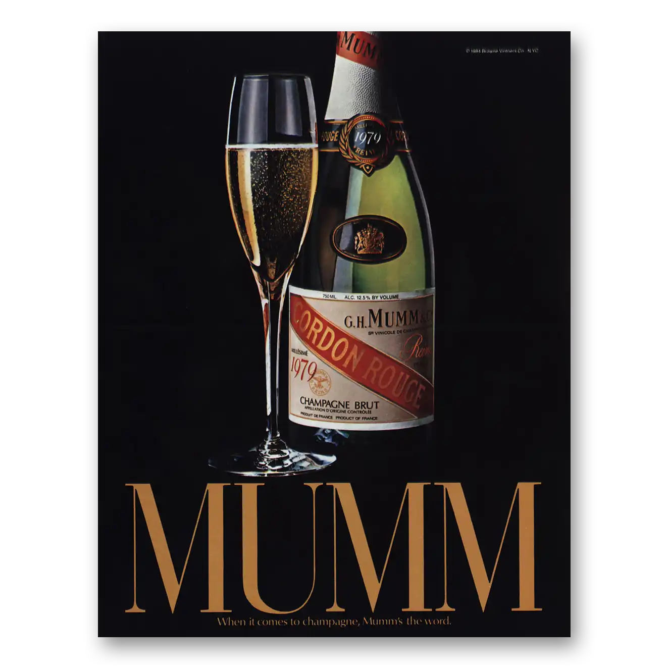 1984 Mumm Champagne Mumms the Word Vintage Magazine Print Ad