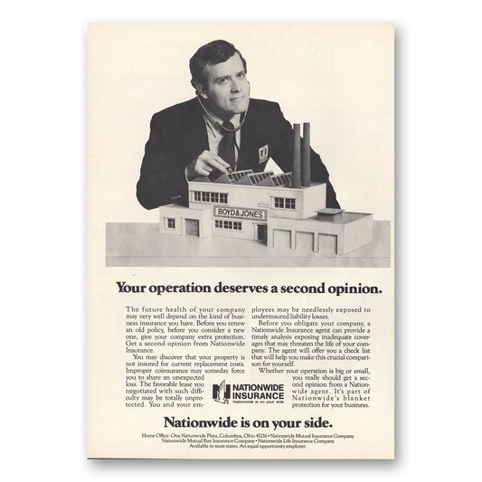 1984 Nationwide Insurance Second Opinion Vintage Magazine Print Ad