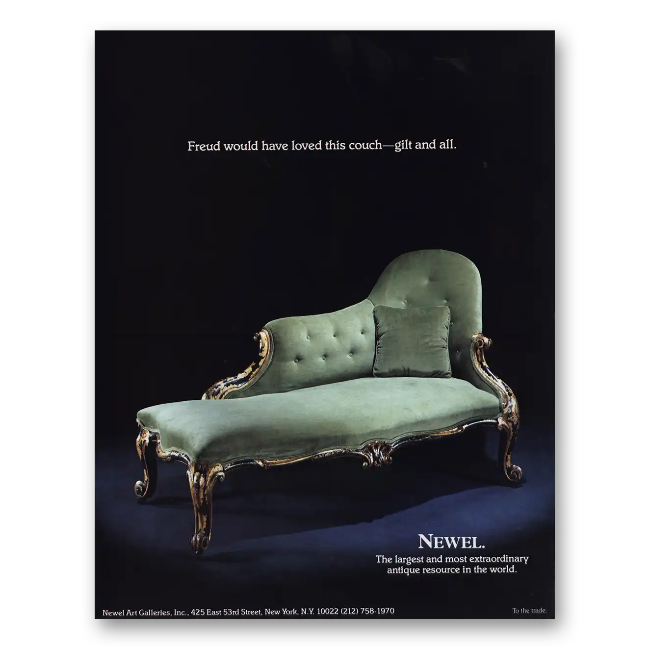 1984 Newel Art Galleries Freud Would Have Loved this Couch Vintage Magazine Print Ad