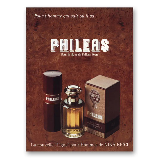 1984 Phileas Cologne Phileas Sous Le Signe de Phileas Fogg French Vintage Magazine Print Ad