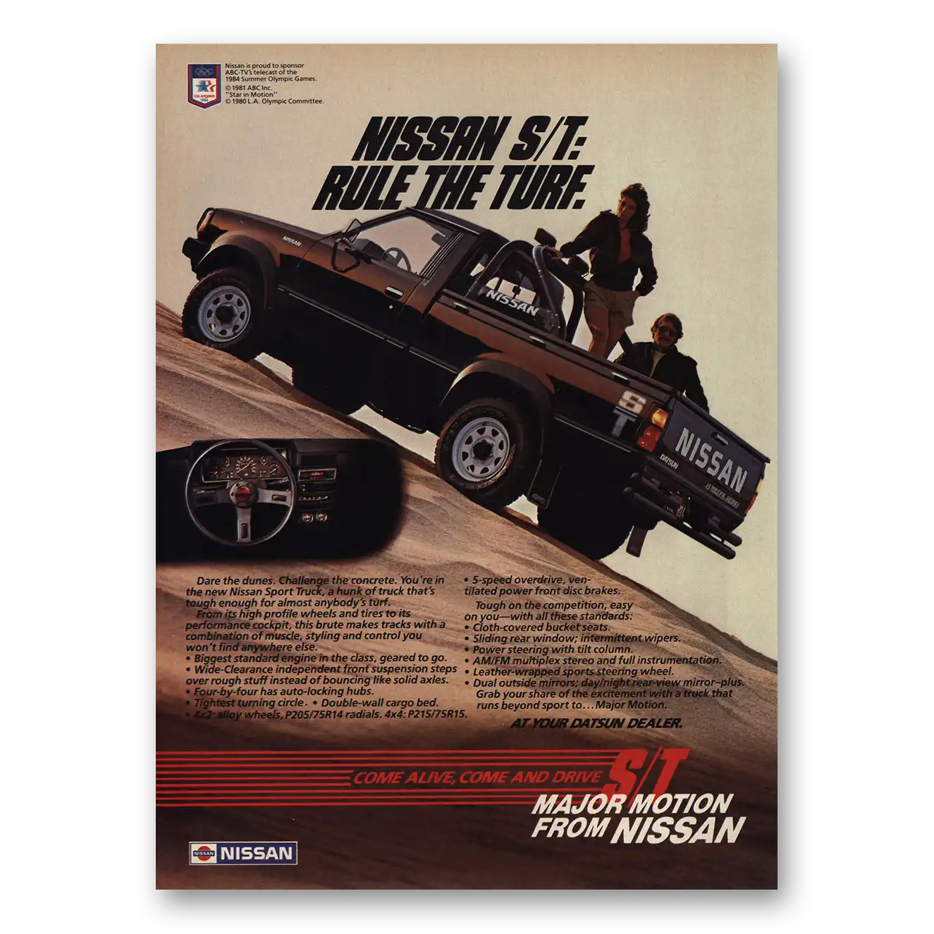 1984 Nissan Sport Truck Rule the Turf Vintage Magazine Print Ad