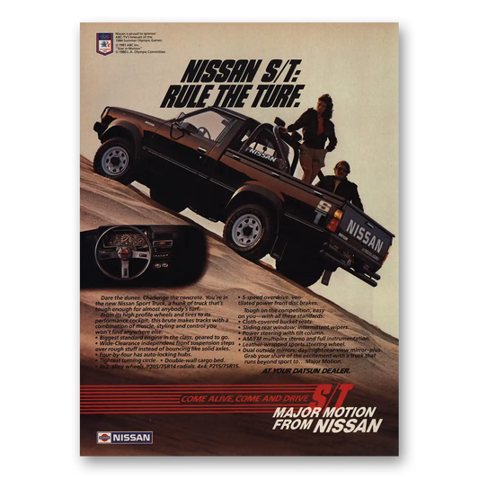 1984 Nissan Sport Truck Rule the Turf Vintage Magazine Print Ad