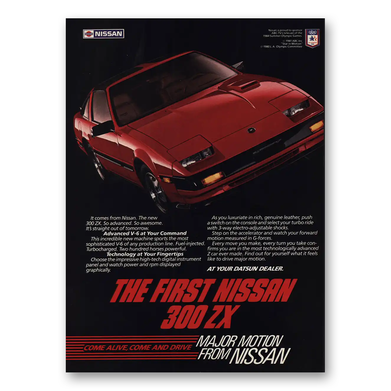 1984 Nissan 300ZX Straight Out of Tomorrow Vintage Magazine Print Ad