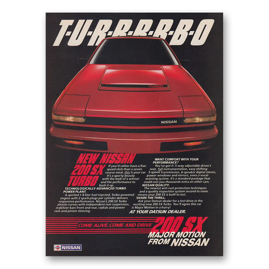 1984 Nissan 200SX Turbo Five Speed Stick Shift Vintage Magazine Print Ad