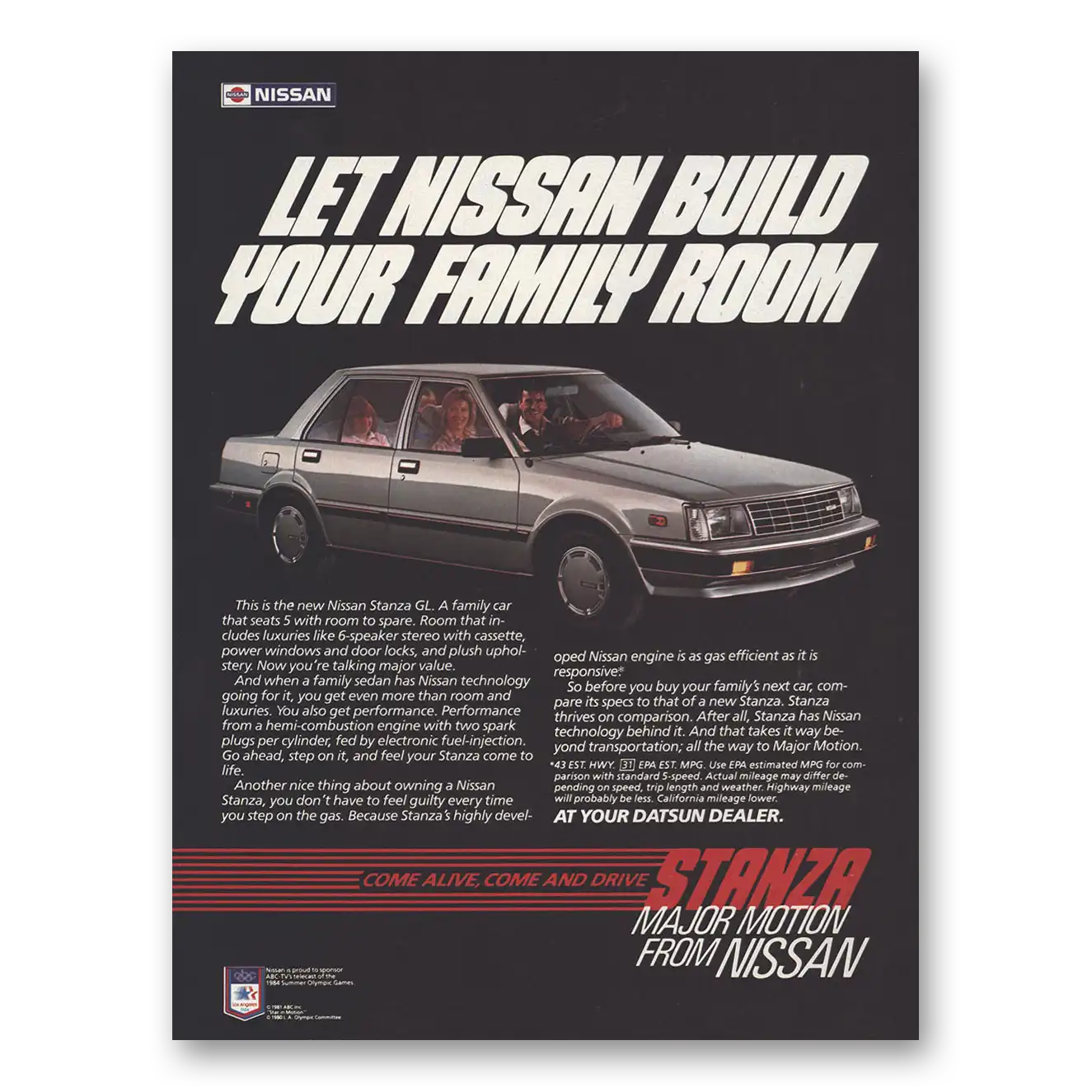 1984 Nissan Stanza Build Your Family Room Vintage Magazine Print Ad