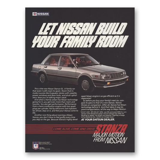 1984 Nissan Stanza Build Your Family Room Vintage Magazine Print Ad