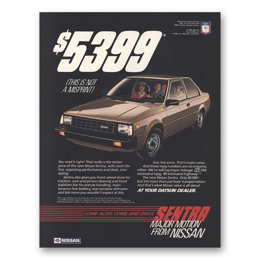 1984 Nissan Sentra This Is Not a Misprint Vintage Magazine Print Ad