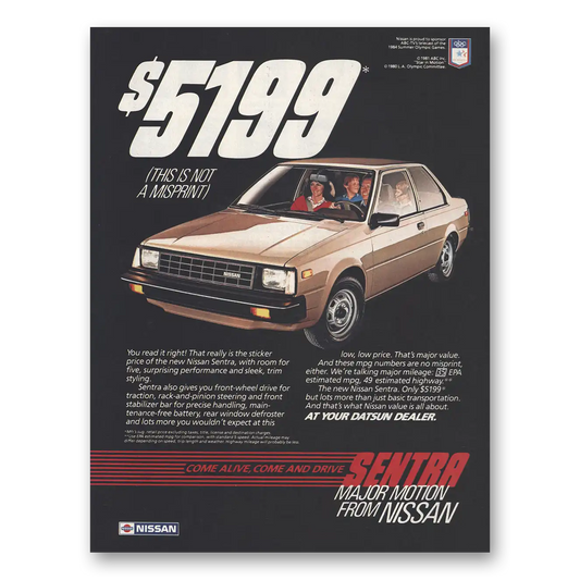 1984 Nissan Sentra This Is Not a Misprint Vintage Magazine Print Ad