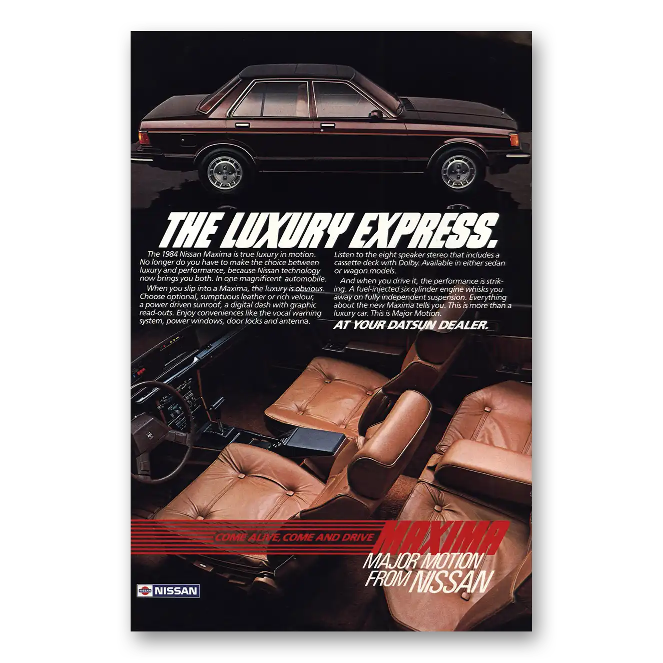 1984 Nissan Maxima Luxury Express Vintage Magazine Print Ad