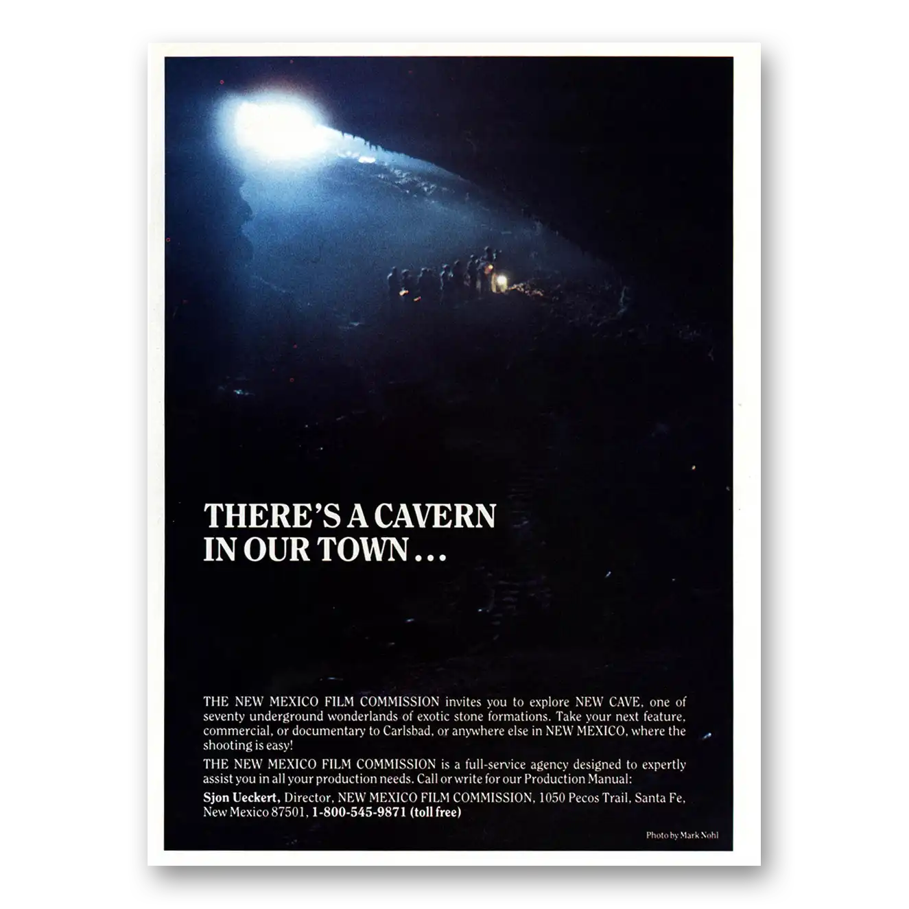 1984 New Mexico Film Commission Cavern In Our Town Vintage Magazine Print Ad