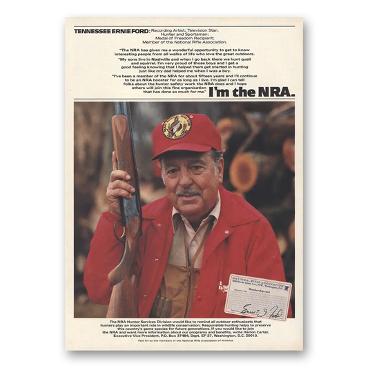 1984 National Rifle Association Tennessee Ernie Ford Vintage Magazine Print Ad