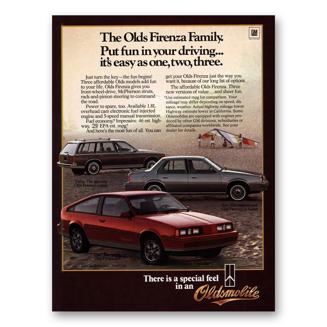 1984 Oldsmobile Firenza Put Fun In Your Driving Vintage Magazine Print Ad