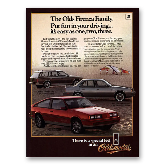 1984 Oldsmobile Firenza Put Fun In Your Driving Vintage Magazine Print Ad