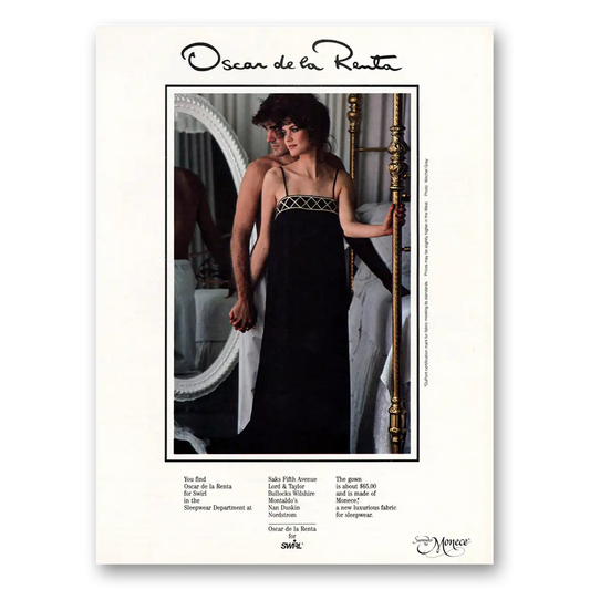 1984 Oscar de la Renta Swirl Sleepwear Vintage Magazine Print Ad