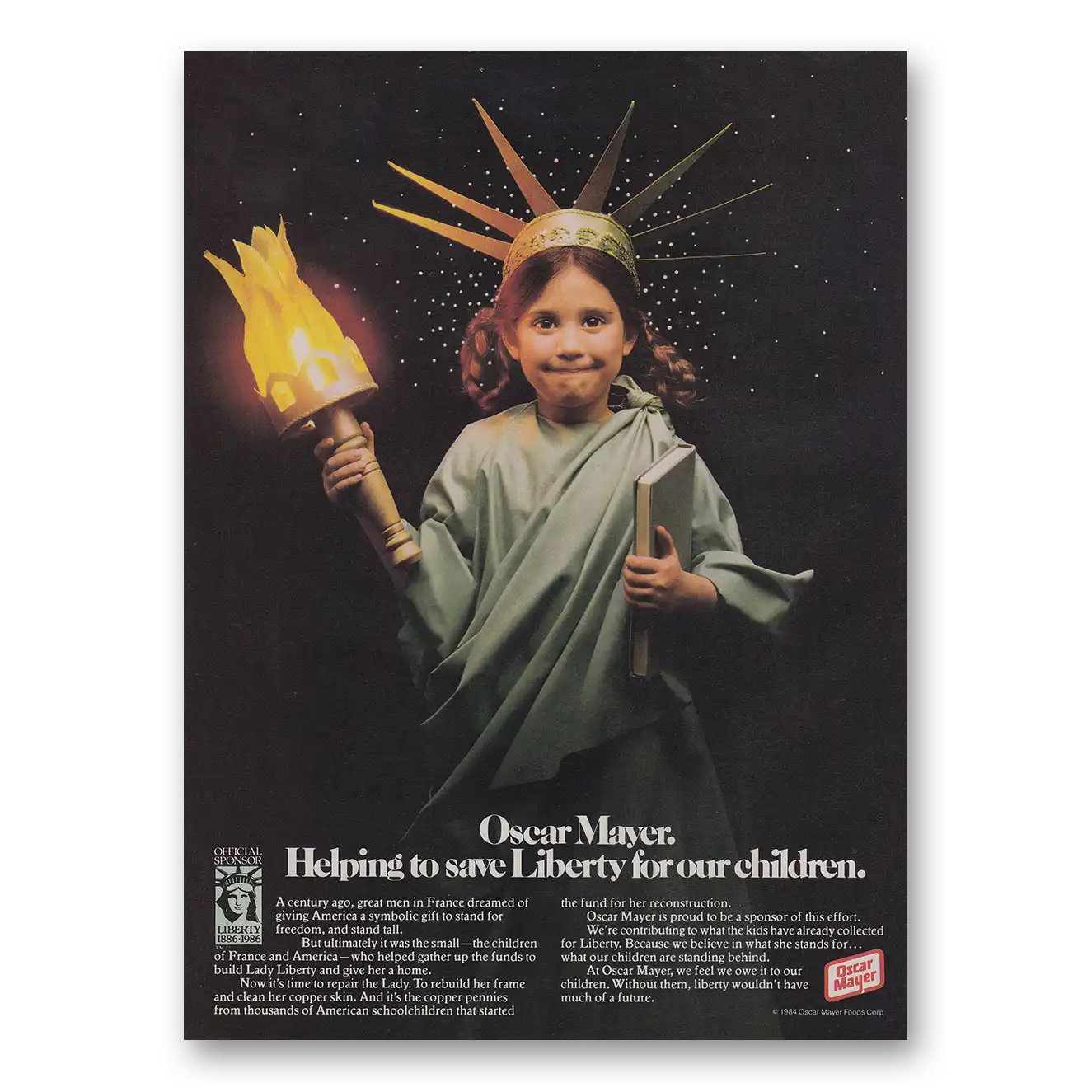 1984 Oscar Mayer Save Liberty for Our Children Vintage Magazine Print Ad