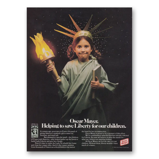 1984 Oscar Mayer Save Liberty for Our Children Vintage Magazine Print Ad