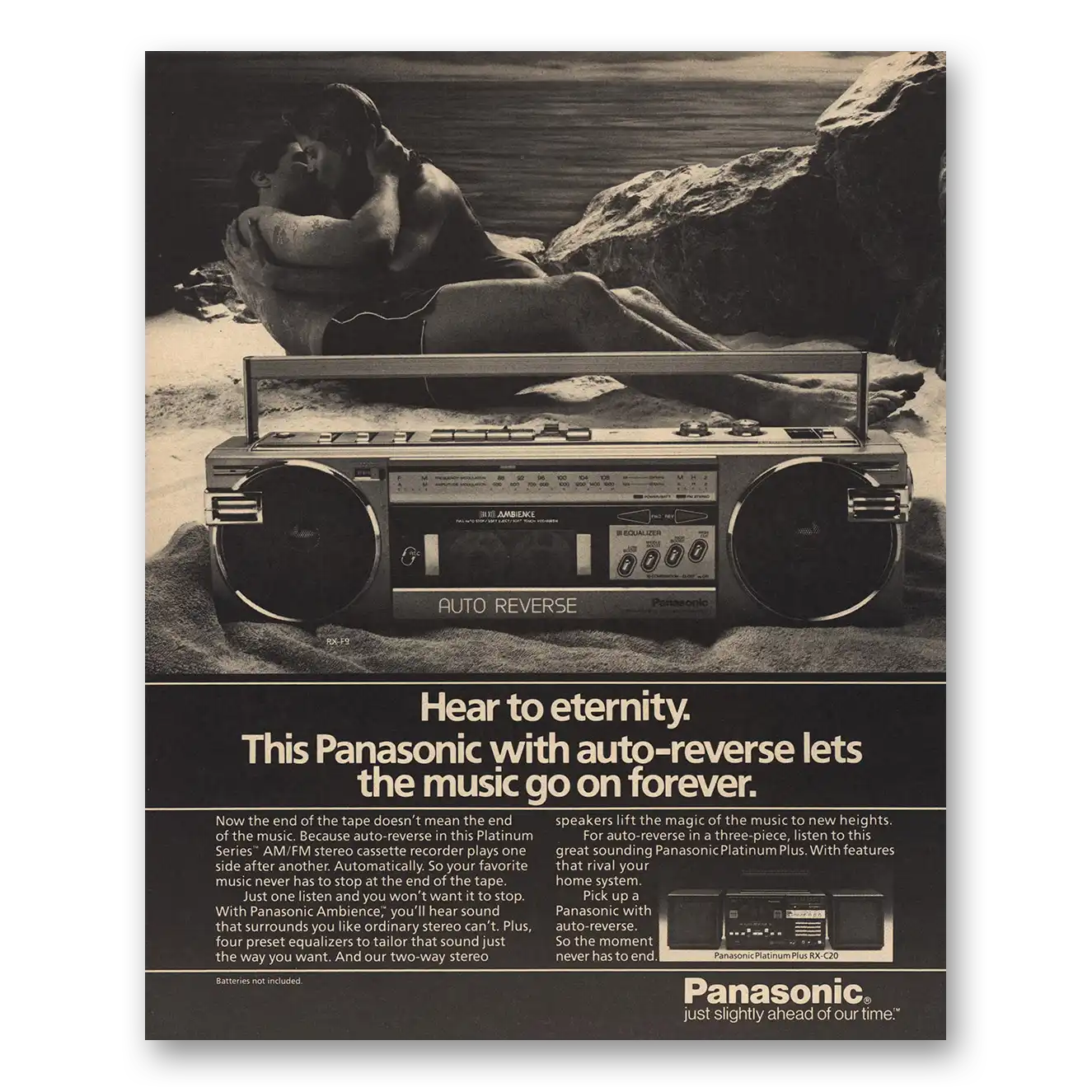 1984 Panasonic Radio Hear to Eternity Auto Reverse Vintage Magazine Print Ad