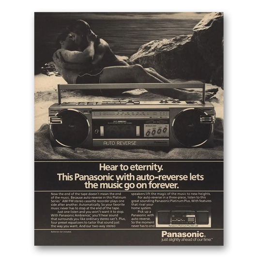 1984 Panasonic Radio Hear to Eternity Auto Reverse Vintage Magazine Print Ad