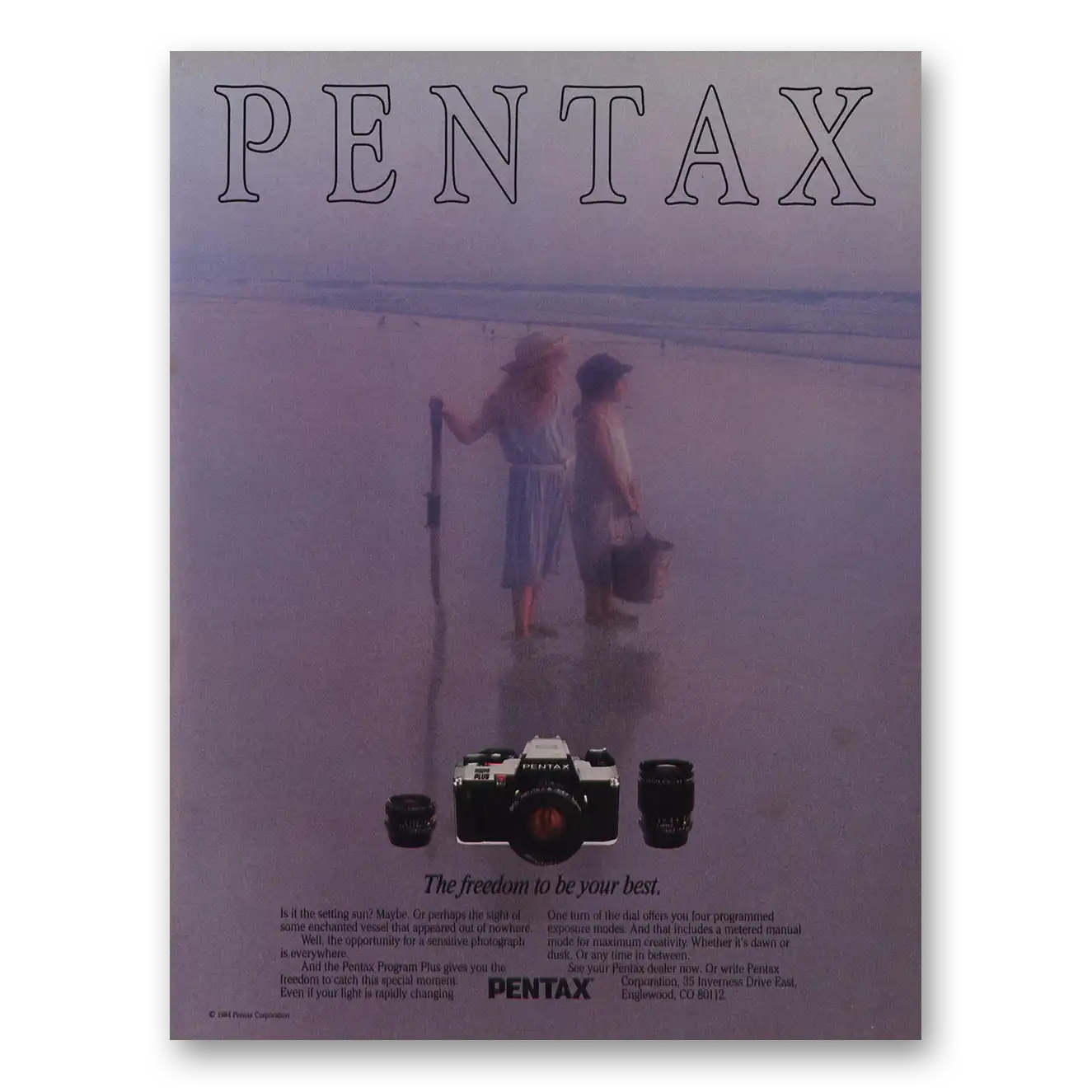 1984 Pentax Camera Freedom To Be Your Best Vintage Magazine Print Ad