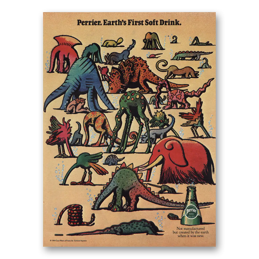 1984 Perrier Earths First Soft Drink Vintage Magazine Print Ad