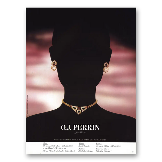 1984 O J Perrin Jewelry Parure Lotus Jewelry French Vintage Magazine Print Ad