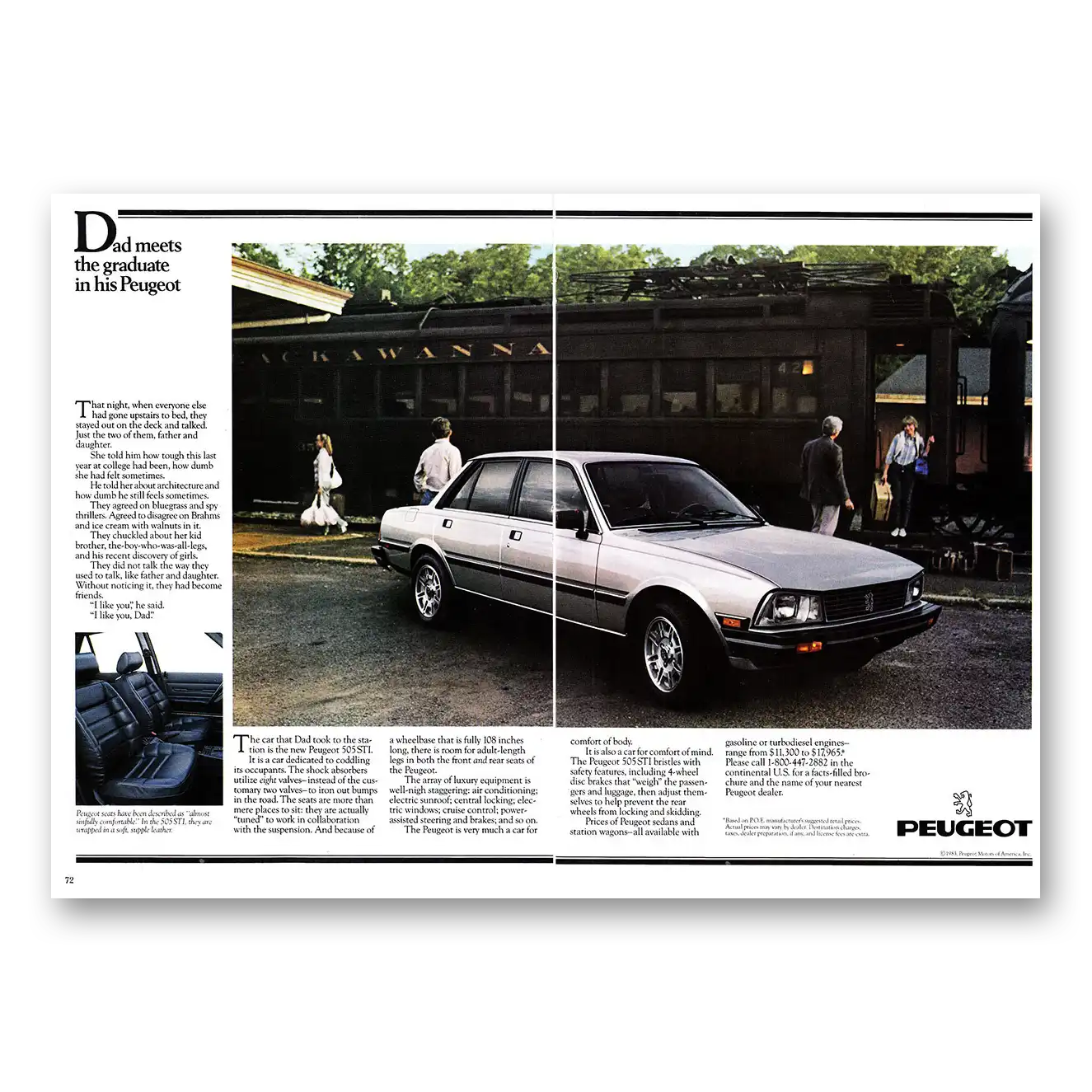 1984 Peugeot 505 Dads Meets the Graduate Vintage Magazine Print Ad