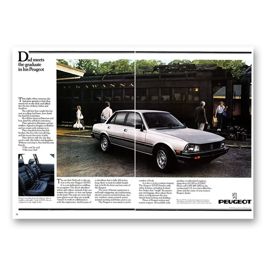 1984 Peugeot 505 Dads Meets the Graduate Vintage Magazine Print Ad