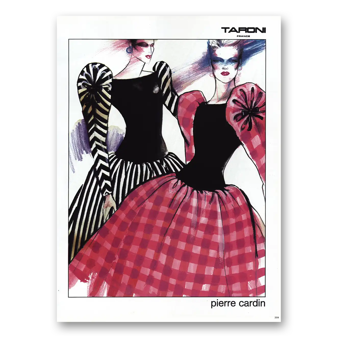 1984 Pierre Cardin French Dresses Vintage Magazine Print Ad