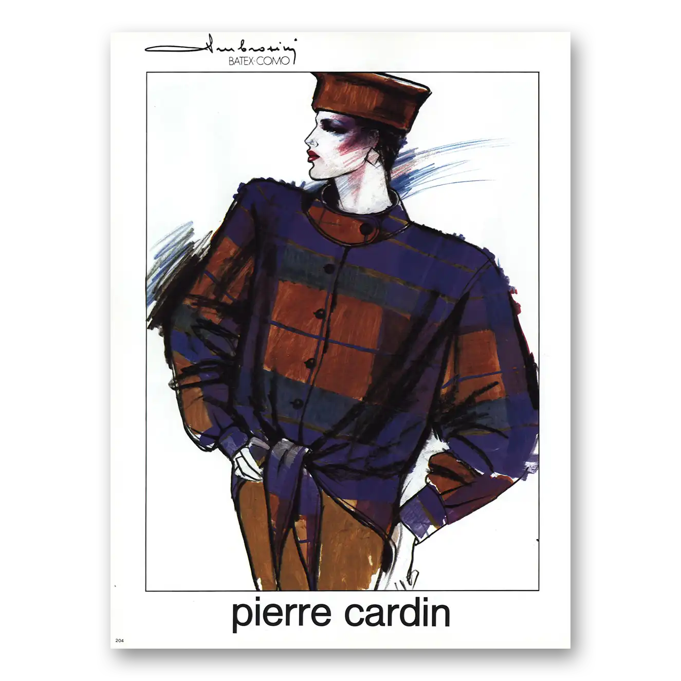 1984 Pierre Cardin Batex Como Vintage Magazine Print Ad