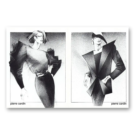 1984 Pierre Cardin BW Sketch Vintage Magazine Print Ad