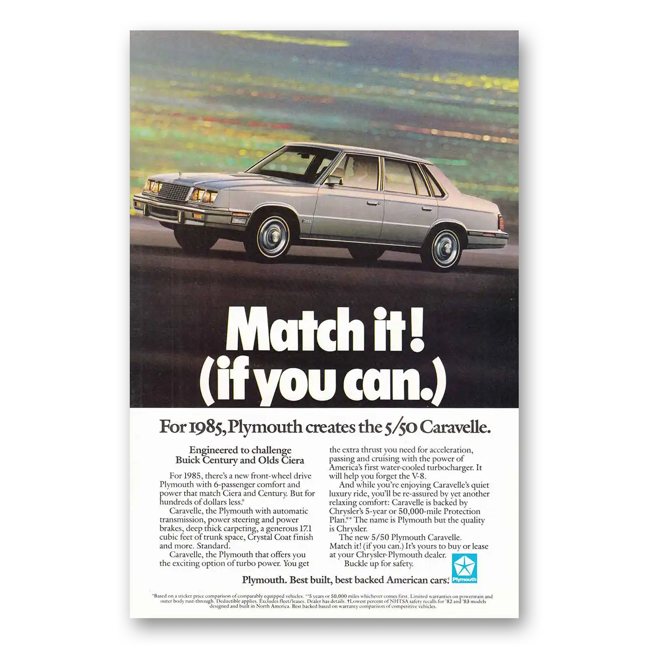 1984 Plymouth Caravelle Match It If You Can Vintage Magazine Print Ad