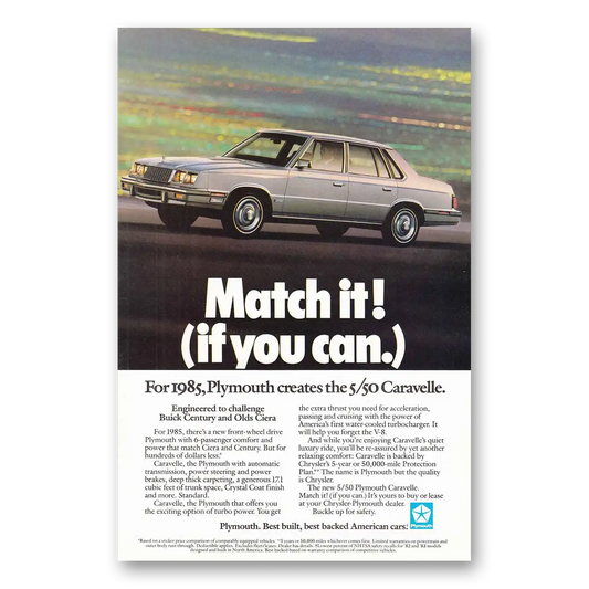 1984 Plymouth Caravelle Match It If You Can Vintage Magazine Print Ad