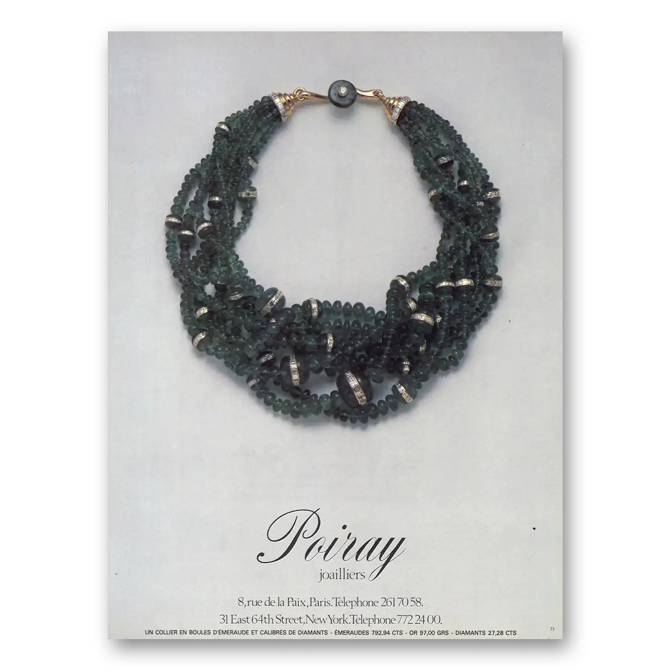 1984 Poiray Joailliers French Necklace Vintage Magazine Print Ad