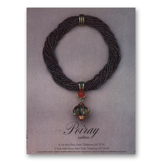 1984 Poiray Joailliers Beaded Necklace French Vintage Magazine Print Ad