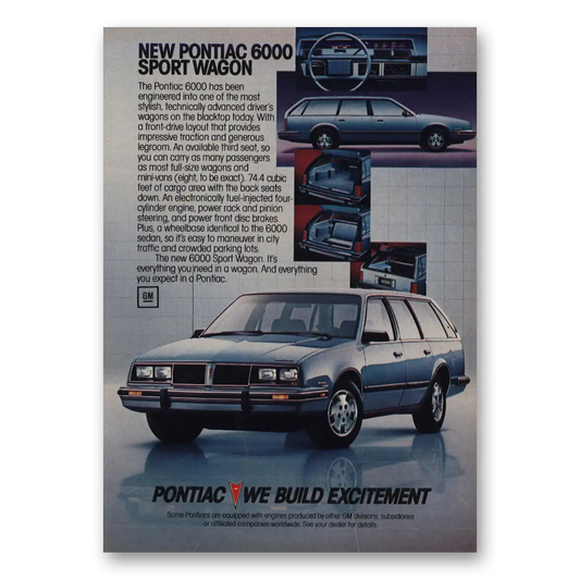 1984 Pontiac 6000 Engineered Stylish Vintage Magazine Print Ad