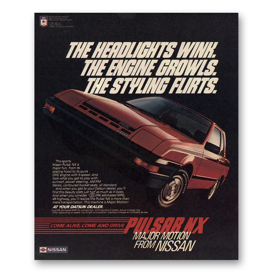 1984 Nissan Pulsar Headlights Wink Vintage Magazine Print Ad