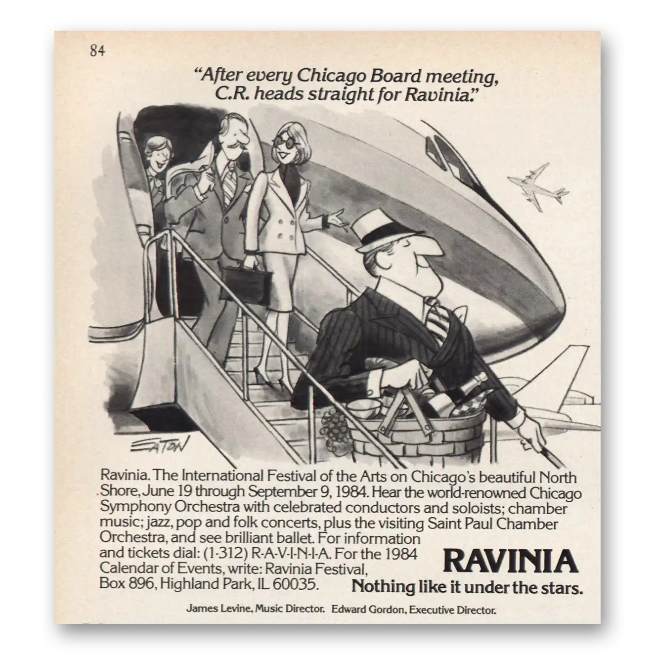 1984 Ravinia Festival Chicago Board Meeting Vintage Magazine Print Ad