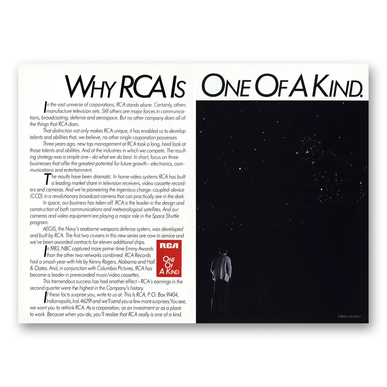 1984 RCA One of A Kind Vintage Magazine Print Ad