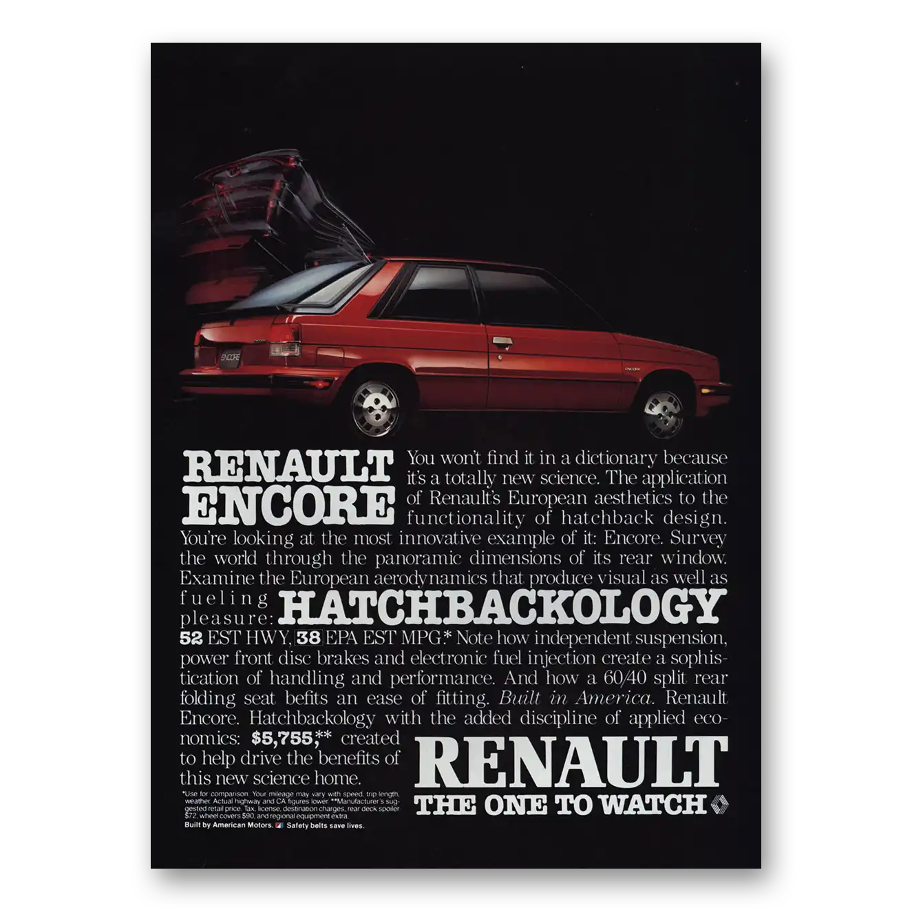 1984 Renault Encore Hatchbackology Vintage Magazine Print Ad