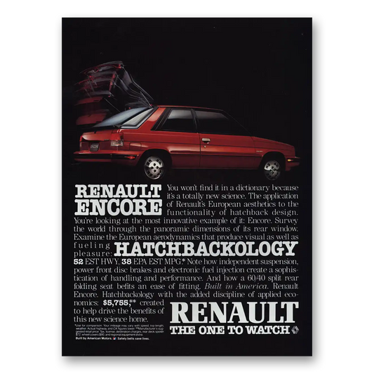 1984 Renault Encore Hatchbackology Vintage Magazine Print Ad