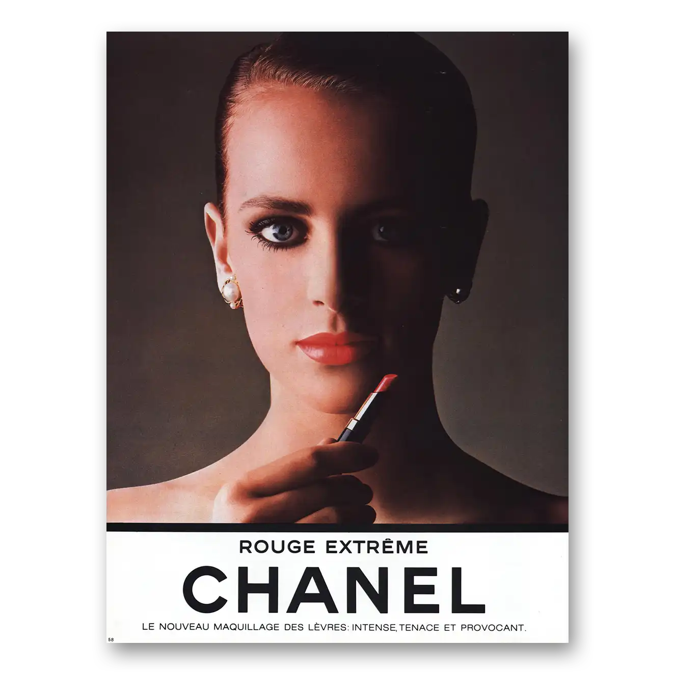 1984 Chanel Beauty Rouge Extreme French Vintage Magazine Print Ad